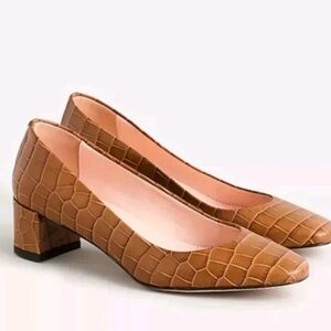 J. Crew Croc embossed leather block heels. NWOT